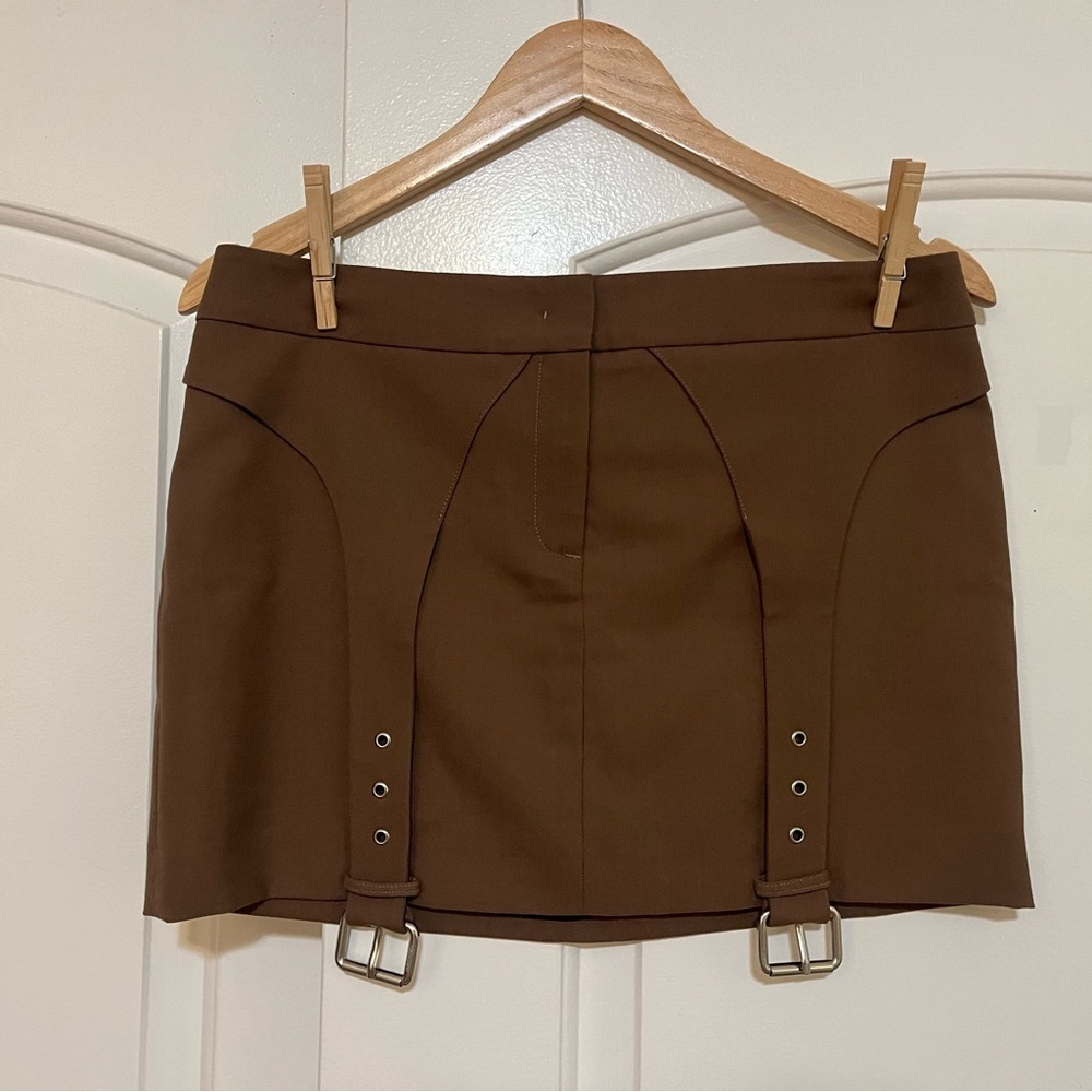 Blumarine Double Buckle Straight Mini Skirt